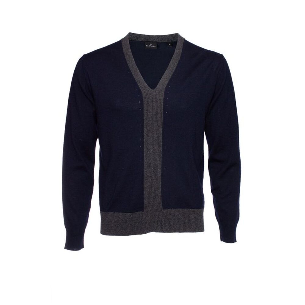 Paul Smith Blue woolen v-neck sweater